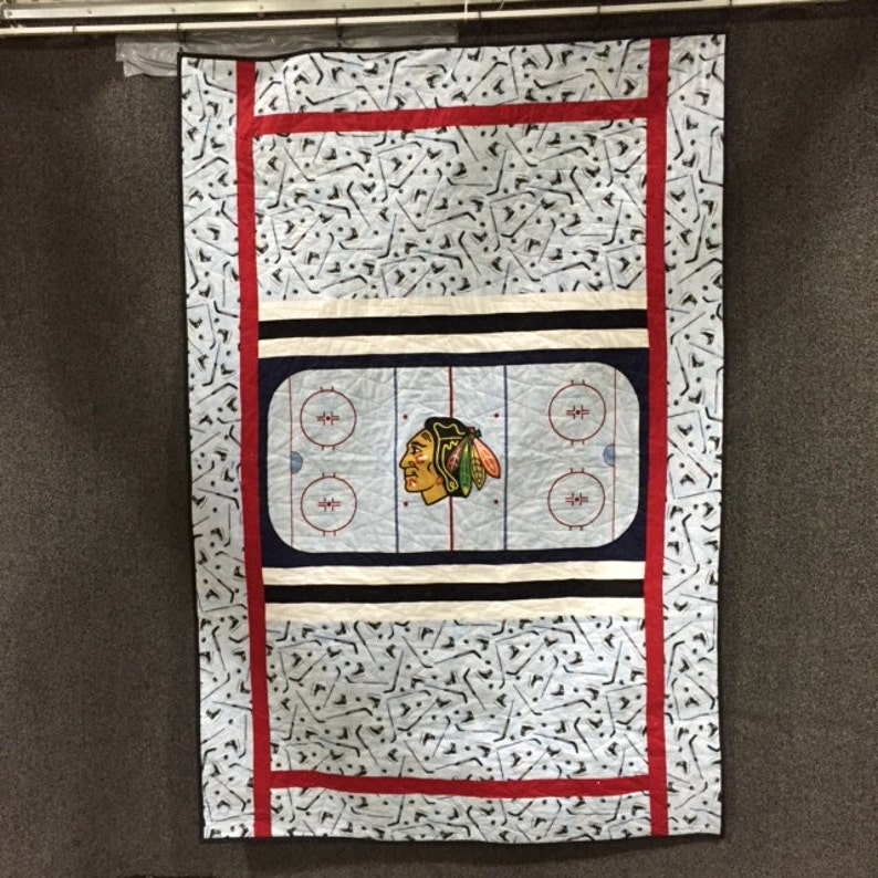 Blackhawks Hockey Rink Quilt Etsy