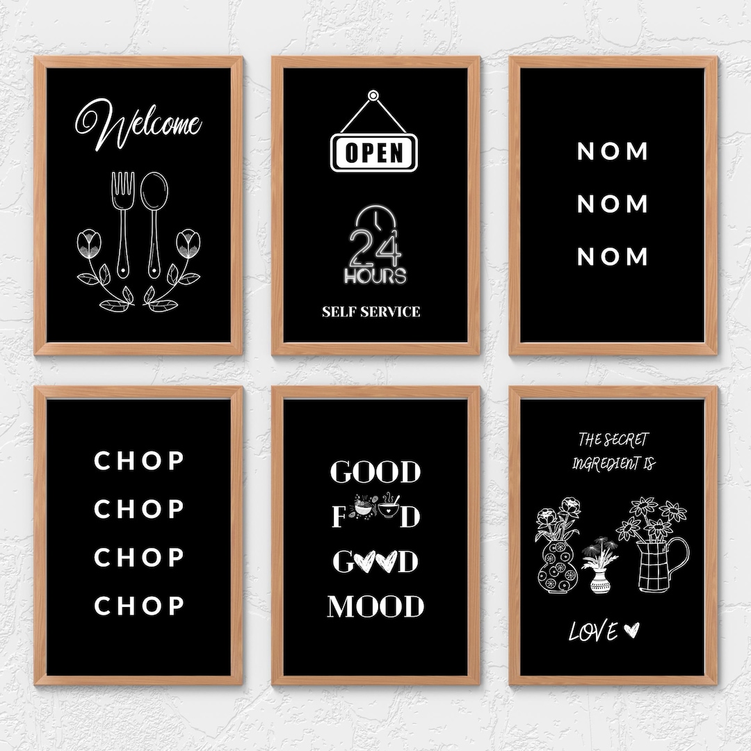 free kitchen wall art bundle | 5 printable designs |... Set of 6 Printable Kitchen Wall Art, Home Decor Ideas for Dining Room ...