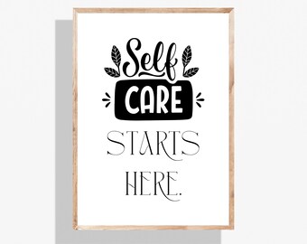 Self Care Bathroom Wall Art Poster | Motivational, Minimalist, Bathroom Decor | Digital Download Poster for Home, Toilet, Spa & Restroom
