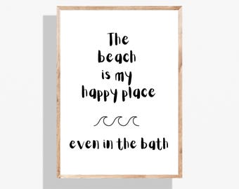 Beach Bathroom Wall Art | Ocean, Coastal, Nautical Bathroom Print | Digital Download Poster for Spa, Home, Restroom & Guest Toilet