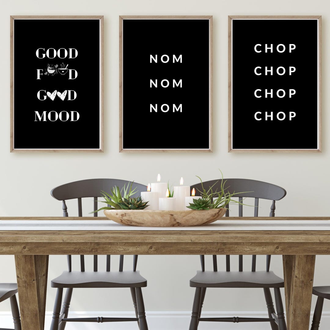 Kitchen Wall Art Set, 3 Printable Posters, Dining Room Ideas, Home
