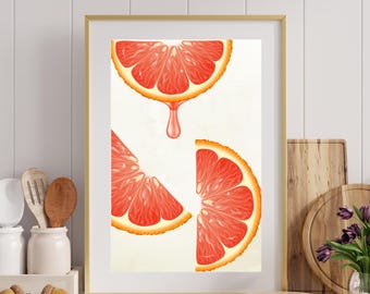 Citrus Fruit Kitchen Wall Art, Printable Digital Posters for Home or Dining Room, Farmhouse Kitchen Decor Ideas, Instant Download