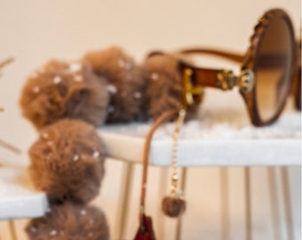 Glasses Strap - Snowy Cords - Faux Fur Sunglass Strap beige - Winter Accessories