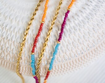 Sunglass Chain Double Colourful  |  Sunglass Strap double with gold and colourful stone cord | Sunglasses Chains