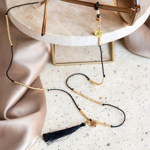 Boho Glasses Chain | Sunglass Strap with Tassel and Heart Charm | Sunglasses Strap