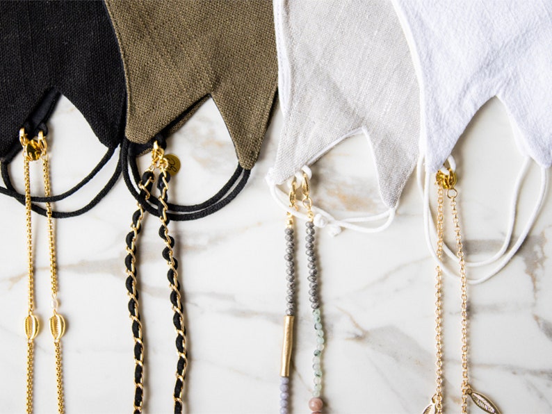 Mask Chain Face Mask Holder Mask Necklace Gold & White Etsy