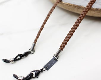 Correa de cuero trenzado para gafas / Correa de gafas de sol unisex / Cordón ligero para gafas / Regalo para él
