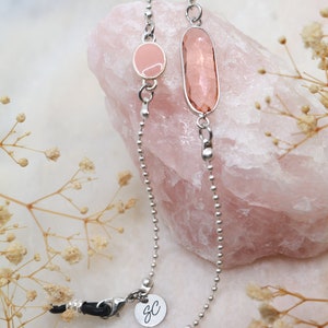 Zonnebril Ketting Zonnebrilhouder in verguld met kristalsteen Brillenriem Silver - Pink