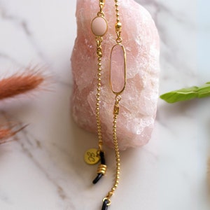 Stainless Steel Sunglass Chain, Peach Eyeglass Cord, Peach Crystal Eyeglass chain | Sunglass Lanyard |