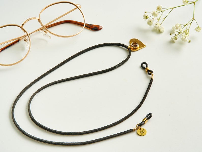 Sunglass Strap Black Suede Glasses Strap gold or silver Etsy
