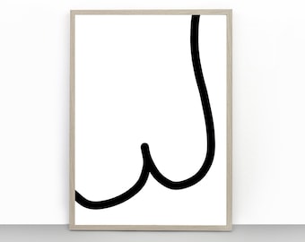 Fun Bum Iine drawing print | Bathroom wall art