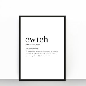 Cwtch Welsh definition print | Typography print | Gift for a mother | Living room print