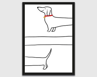 Dachshund print | Dachshund Illustration print | Sausage dog print | Fun print | Gallery wall art