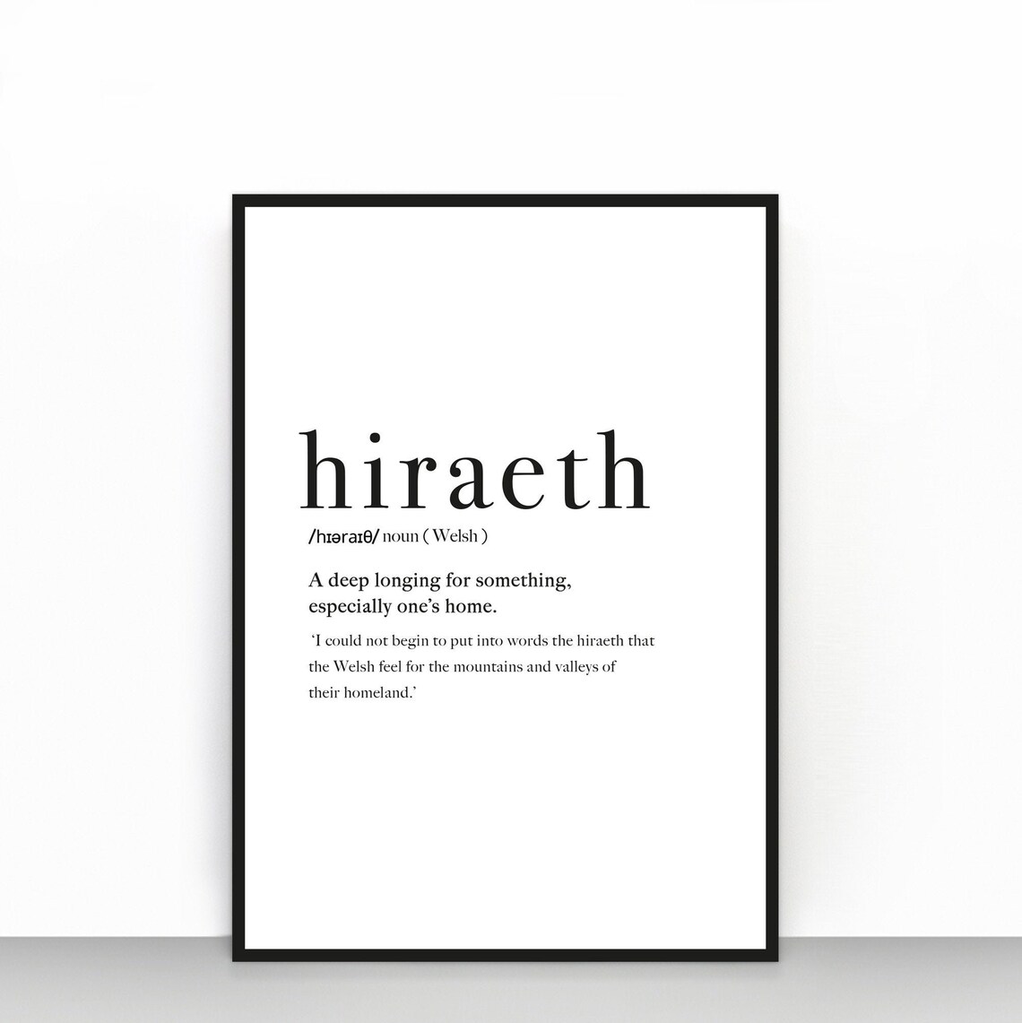 Hiraeth definition print Typography print Welsh word art Etsy
