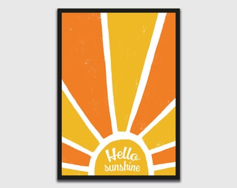 Hello sunshine typography print | Illustration print | Fun gallery wall art