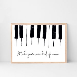 Music typography print Make your own kind of music print Piano art poster image 2
