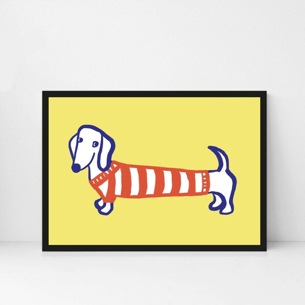 Dachshund print | Fun dachshund art illustration | sausage dog poster