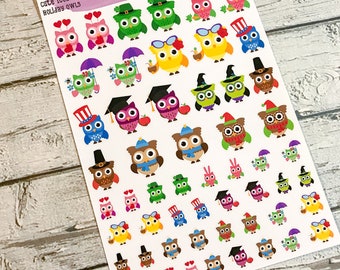 Cute Icons Holiday Owls - Holiday Stickers - Owls - Stickers - Icons - Planner - Seasonal - Spring - Summer - Winter - School - Valentine