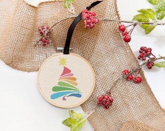 Rainbow Christmas Tree Counted Cross Stitch Pattern - PDF Digital Download