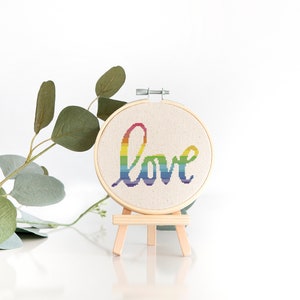 One Love Rainbow Pride Counted Cross Stitch Pattern - PDF Digital Download