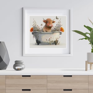 Highland Cow in a Bathtub Counted Cross Stitch Pattern - PDF Digital Download