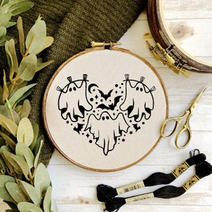 Halloween Ghost on a clothesline Embroidery Hoop Pattern - PDF Digital Download