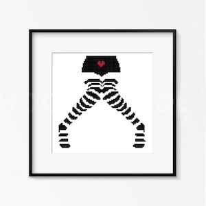 Black and White Stocking Legs Girl Women Counted Cross Stitch Pattern - PDF Digital Download