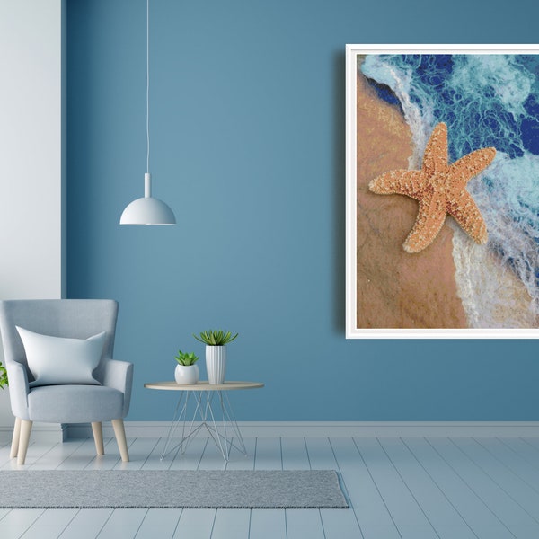 Starfish Beach Ocean Landscape Counted Cross Stitch Pattern - PDF Digital Download