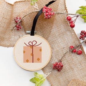 Boho Christmas Package Gift Cross Stitch Pattern - PDF Digital Download