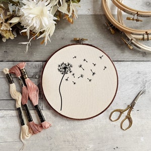 Dandelion Flower Embroidery Hoop Pattern - PDF Digital Download
