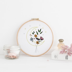 Wildflowers on the Moon Flowers Counted Cross Stitch Pattern - PDF Digital Download