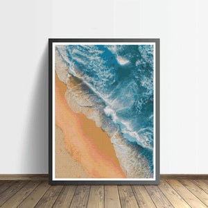 Strand Ozean Meer Wellenlandschaft Kreuzstich Zählmuster - PDF Digital Download