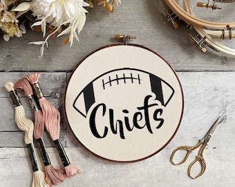 Kansas City Chiefs Football Embroidery Hoop Pattern Template - PDF Digital Download