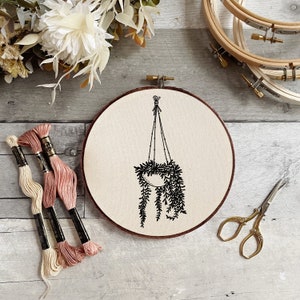 Hanging Potted Plant Embroidery Hoop Pattern - PDF Digital Download