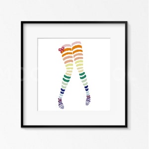 Rainbow Stocking Legs Girl Women Counted Cross Stitch Pattern - PDF Digital Download