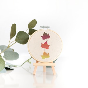Three Autumn Fall Maple Leaf Leaves Red Orange Yellow Counted Cross Stitch Pattern - PDF Digital Download