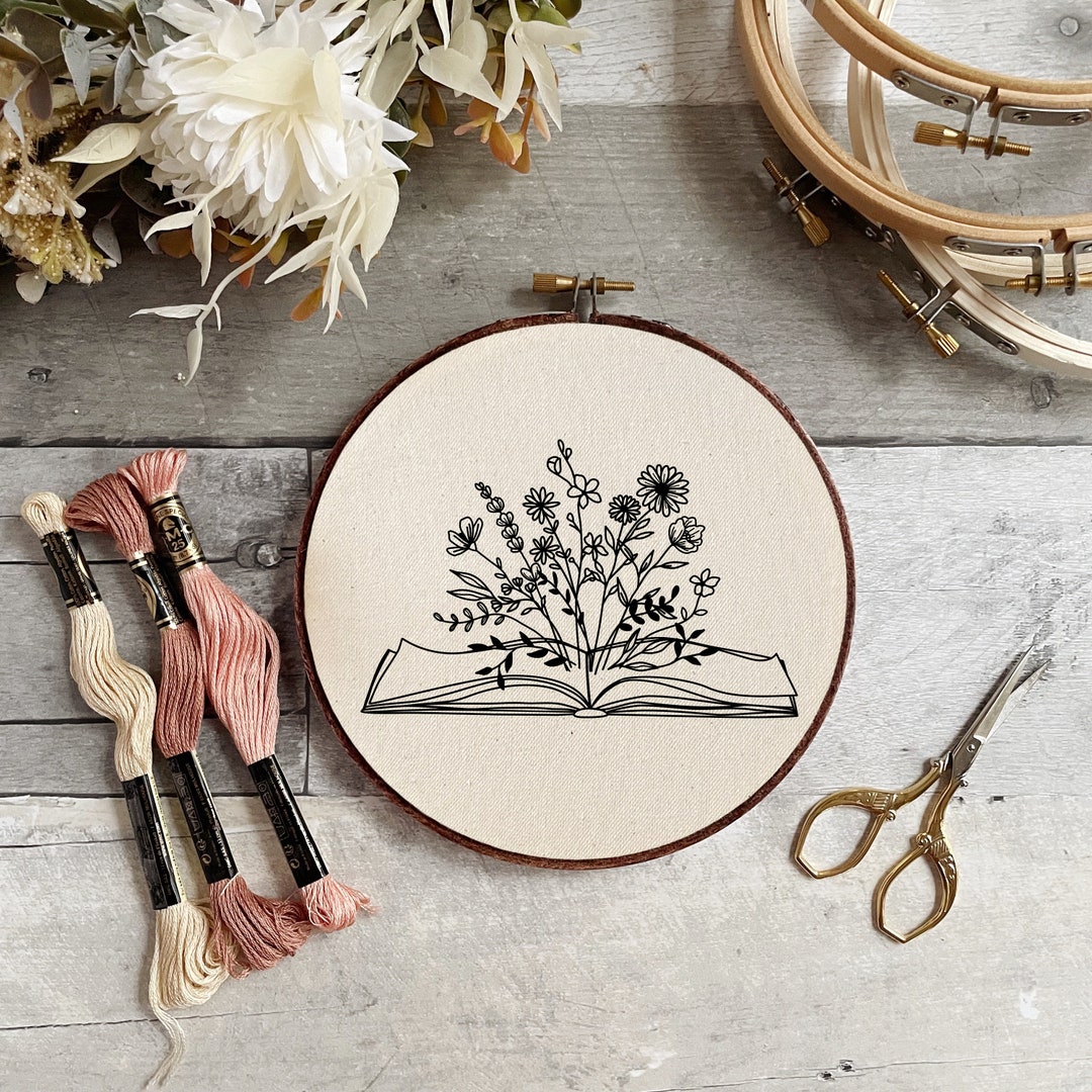 Wildflowers Flowers in a Book Embroidery Hoop Pattern - PDF Digital ...
