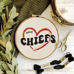 Kansas City Chiefs Football Counted Cross Stitch Pattern - PDF Digital Download