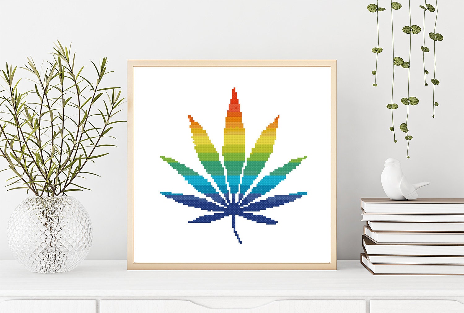 Rainbow Marijuana Weed Pot Leaf Counted Cross Stitch Pattern Etsy