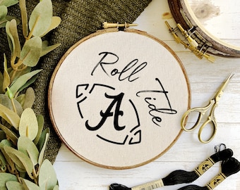 Alabama Roll Tide Embroidery Hoop Pattern - PDF Digital Download