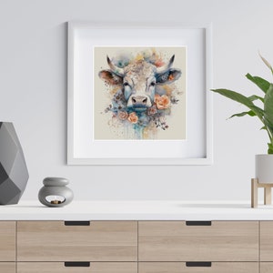 Cow Watercolor Counted Cross Stitch Pattern - PDF Digital Download
