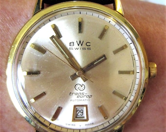 Superb Gents 1960's Swiss GP BWC tee 24J Automatic ETA 2522 Date Watch Serviced for Sale