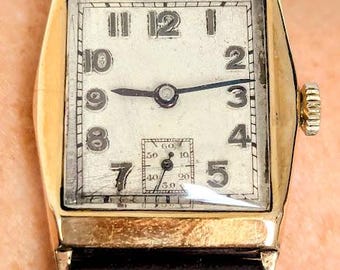 1938 Zwitsers 9kt gouden Curvex 15 juwelen sub wijzerplaat AS 984 horloge onderhouden