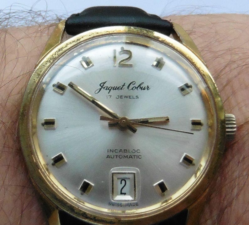 1970s Gents GP Jaquet Cobur Automatic Date Magnifier Watch Etsy