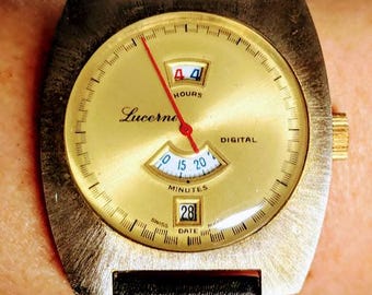 Gents 1960s Lucerne Digital Jump Hour Date EB 8800 Watch Serviced