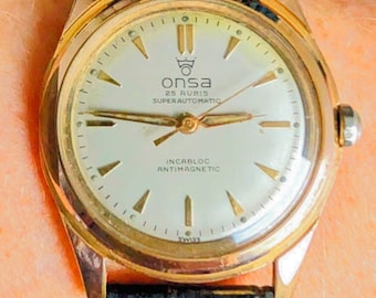 Gents 1950s Swiss GP Onsa Supermatic Bidynator 25j Felsa 1560 Watch