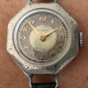 Ladies Art Deco Swiss Canada 1920s Buren 14K White Gold Filled 15J 2 Adj Watch