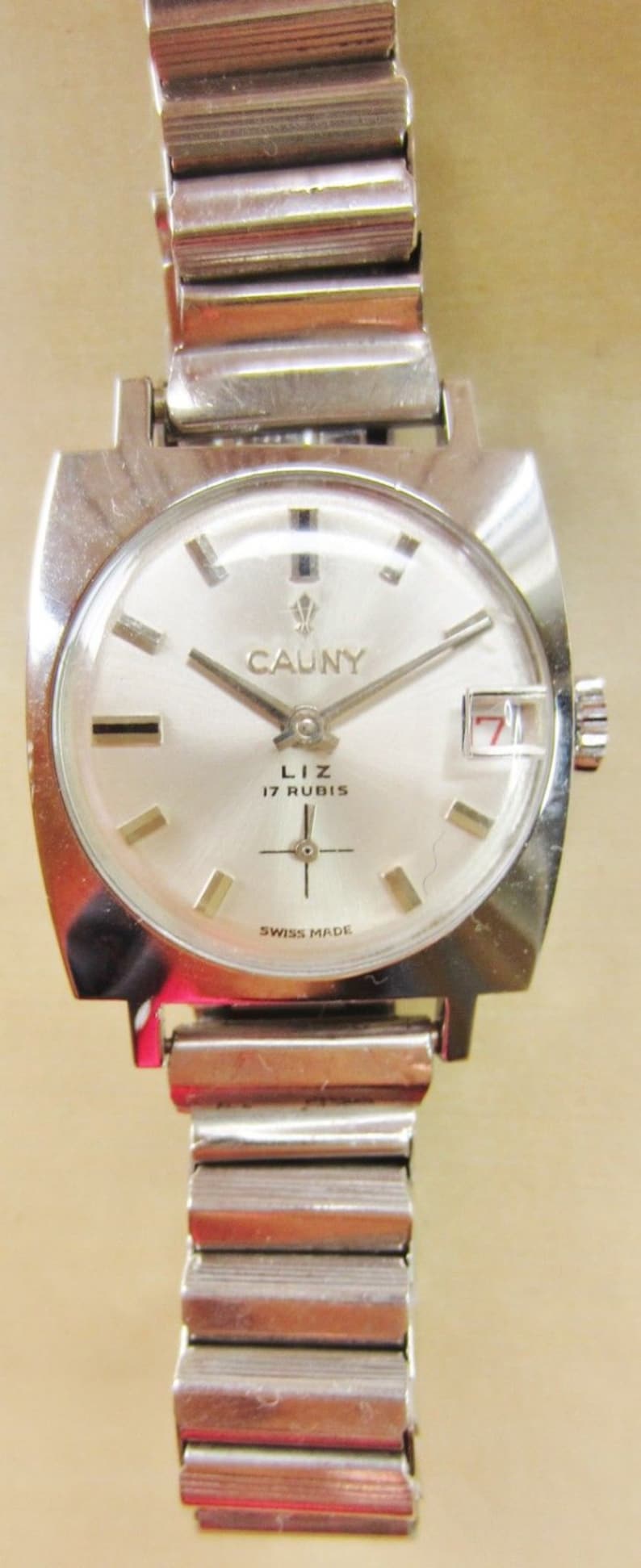 Ladies Swiss SS Cauny Prima Liz Date Bracelet Watch With Sub - Etsy