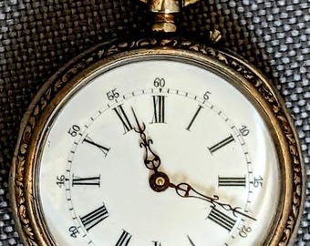 Beautiful Ladies Victorian Enamelled Dial ?Silver Pocket Watch Working