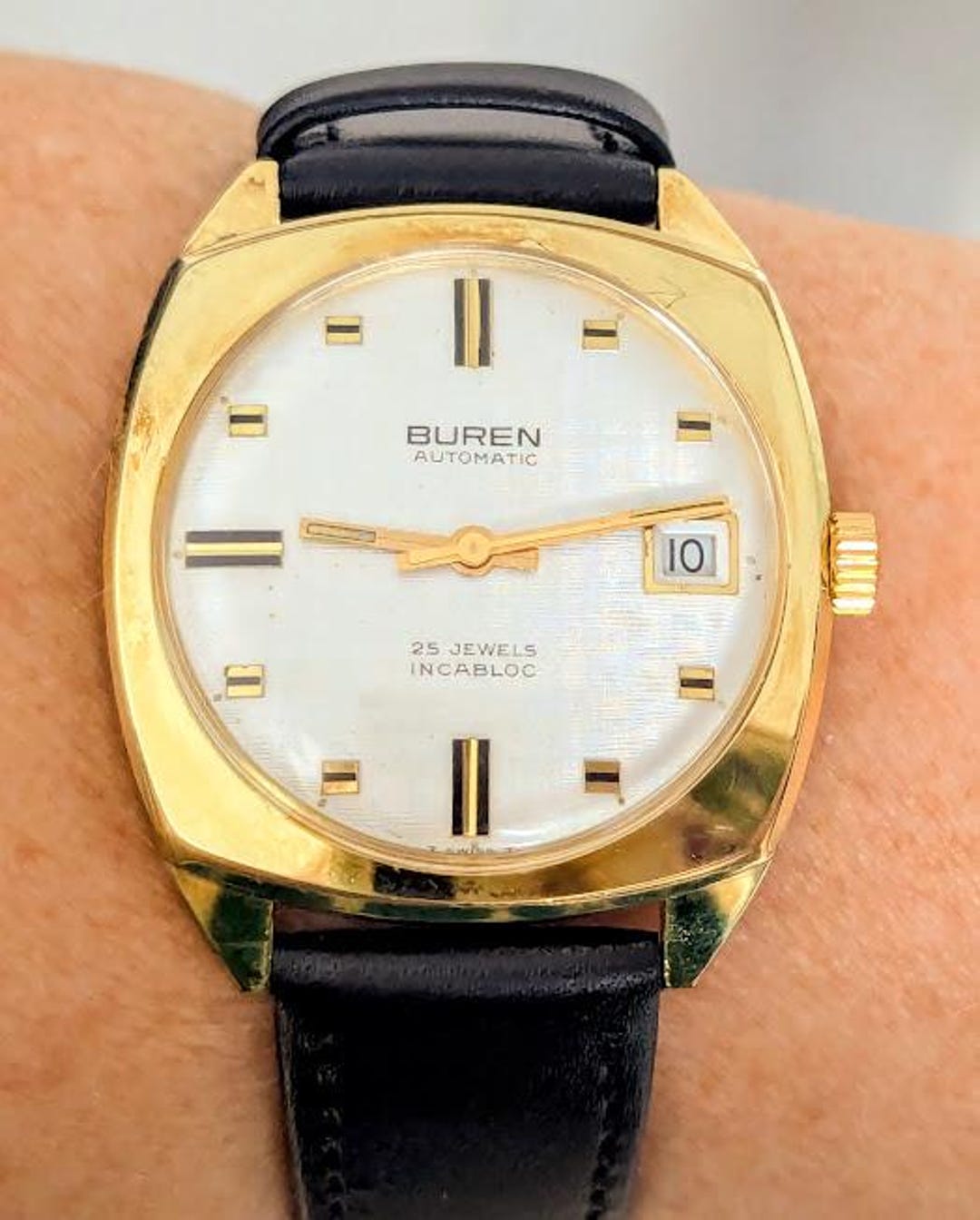 Gents 1950s Swiss GP Buren Date ETA 2452 25 Jewels Automatic Watch  